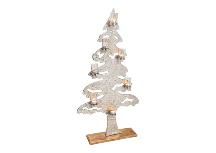 Albero di natale porta candeline in metallo